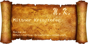 Mittner Krisztofer névjegykártya